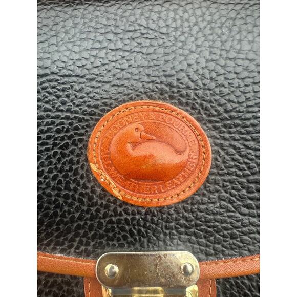 Vintage Dooney & Bourke All Weather Leather Satchel Black Tan Trim USA READ - Picture 3 of 9